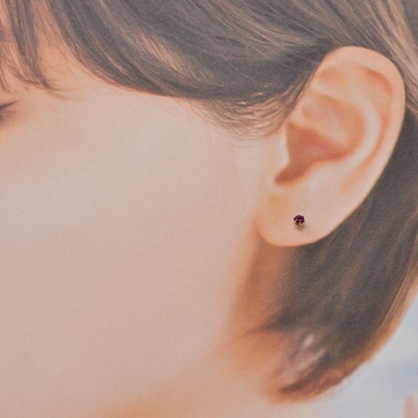 ロードライト ガーネット ピアス 両耳 レディース K10 10金 1月 誕生石 約3mm ラウンド 上品 シンプル デザイン 誕生日 プレゼント ギフト  サブ画像1