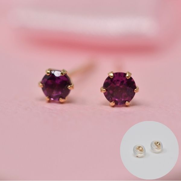 ロードライト ガーネット ピアス 両耳 レディース K10 10金 1月 誕生石 約3mm ラウンド 上品 シンプル デザイン 誕生日 プレゼント ギフト  サブ画像2