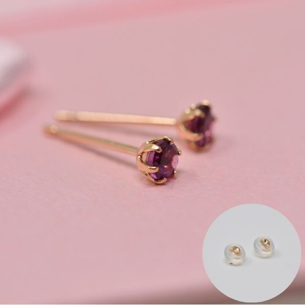 ロードライト ガーネット ピアス 両耳 レディース K10 10金 1月 誕生石 約3mm ラウンド 上品 シンプル デザイン 誕生日 プレゼント ギフト  サブ画像3
