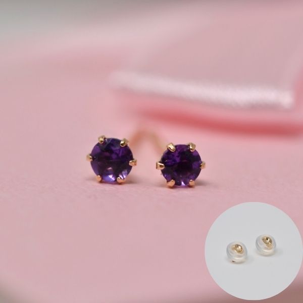 アメジスト ピアス 両耳 レディース K10 10金 2月 誕生石 約3mm ラウンド 上品 シンプル デザイン 誕生日 記念日 プレゼント ギフト  サブ画像2