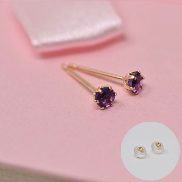 アメジスト ピアス 両耳 レディース K10 10金 2月 誕生石 約3mm ラウンド 上品 シンプル デザイン 誕生日 記念日 プレゼント ギフト  サブ画像3