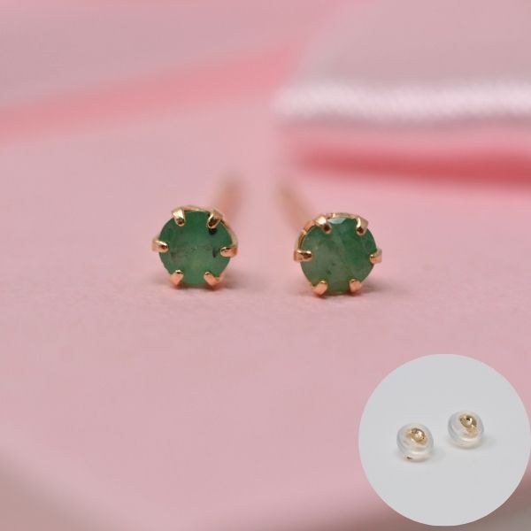 エメラルド ピアス 両耳 レディース K10 10金 5月 誕生石 約3mm ラウンド 上品 シンプル デザイン 誕生日 記念日 プレゼント ギフト  サブ画像2