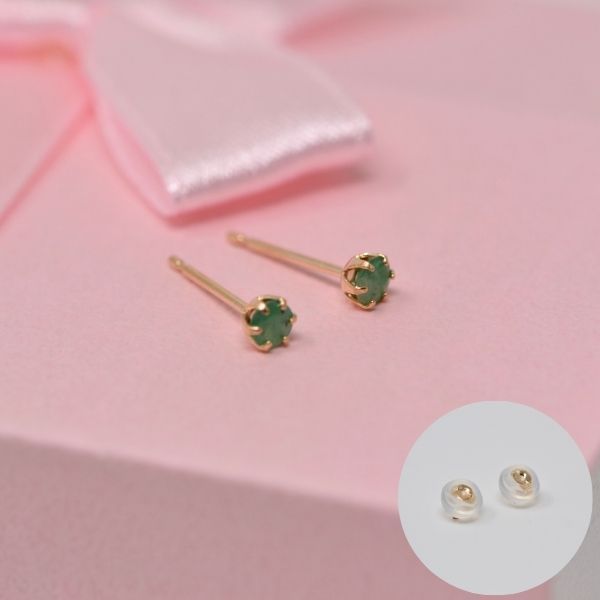 エメラルド ピアス 両耳 レディース K10 10金 5月 誕生石 約3mm ラウンド 上品 シンプル デザイン 誕生日 記念日 プレゼント ギフト  サブ画像3
