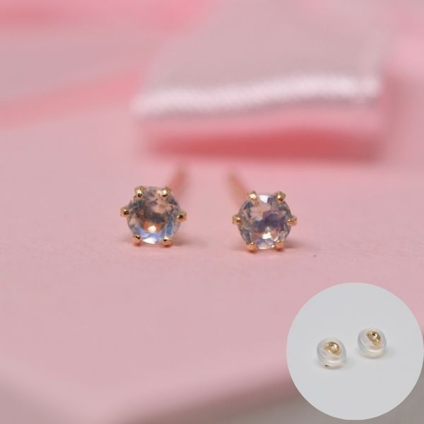 ブルームーンストーン ピアス 両耳 レディース K10 10金 6月 誕生石 約3mm ラウンド 上品 シンプル デザイン プレゼント ギフト  サブ画像2