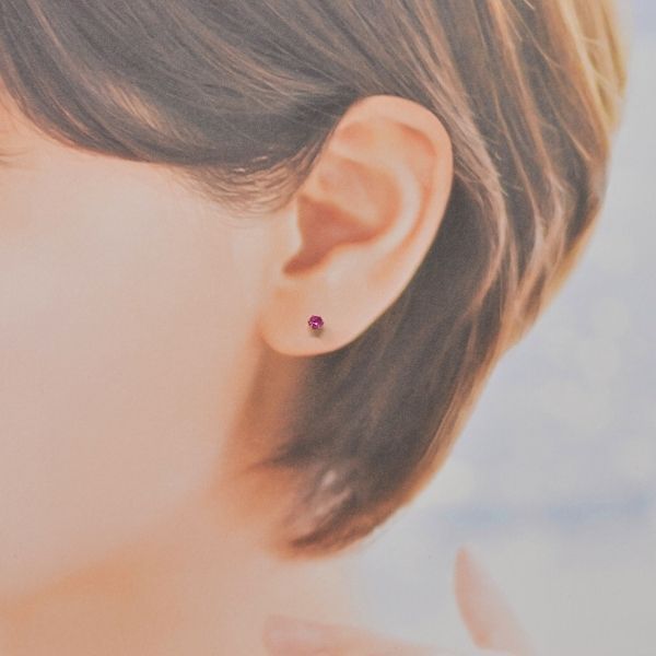 ルビー ピアス 両耳 レディース K10 10金 7月 誕生石 約3mm ラウンド 上品 シンプル デザイン 誕生日 記念日 プレゼント ギフト  サブ画像1