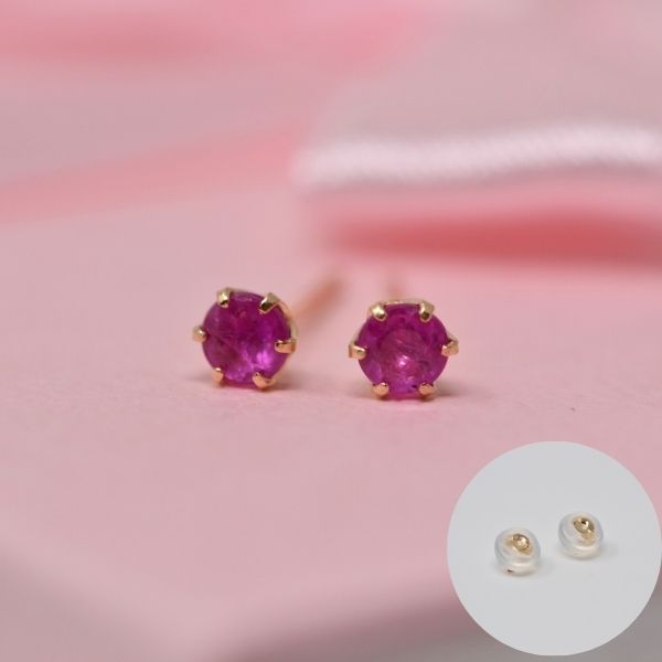 ルビー ピアス 両耳 レディース K10 10金 7月 誕生石 約3mm ラウンド 上品 シンプル デザイン 誕生日 記念日 プレゼント ギフト  サブ画像2
