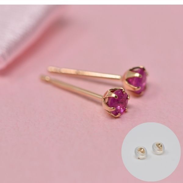ルビー ピアス 両耳 レディース K10 10金 7月 誕生石 約3mm ラウンド 上品 シンプル デザイン 誕生日 記念日 プレゼント ギフト  サブ画像3
