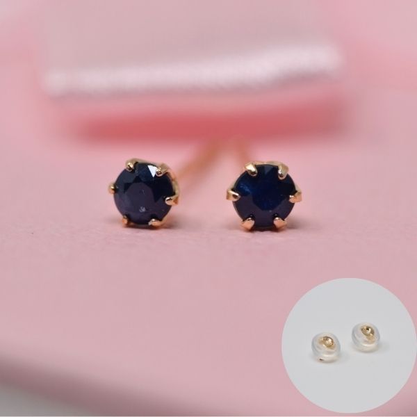 サファイア ピアス 両耳 レディース K10 10金 9月 誕生石 約3mm ラウンド 上品 シンプル デザイン 誕生日 記念日 プレゼント ギフト  サブ画像2