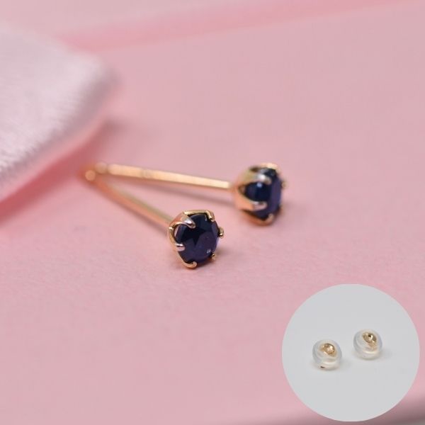 サファイア ピアス 両耳 レディース K10 10金 9月 誕生石 約3mm ラウンド 上品 シンプル デザイン 誕生日 記念日 プレゼント ギフト  サブ画像3