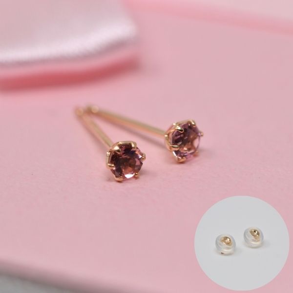 ピンクトルマリン ピアス 両耳 レディース K10 10金 10月 誕生石 約3mm ラウンド 上品 シンプル デザイン プレゼント ギフト サブ画像3