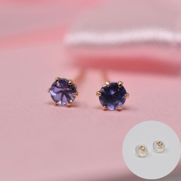 タンザナイト ピアス 両耳 レディース K10 10金 12月 誕生石 約3mm ラウンド 上品 シンプル デザイン 誕生日 記念日 プレゼント ギフト  サブ画像2