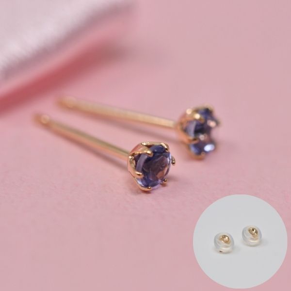 タンザナイト ピアス 両耳 レディース K10 10金 12月 誕生石 約3mm ラウンド 上品 シンプル デザイン 誕生日 記念日 プレゼント ギフト  サブ画像3
